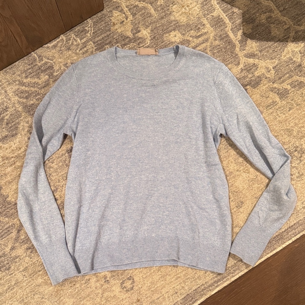 Everlane Women's Light Blue The Classic Crew in Cashmere Sweater